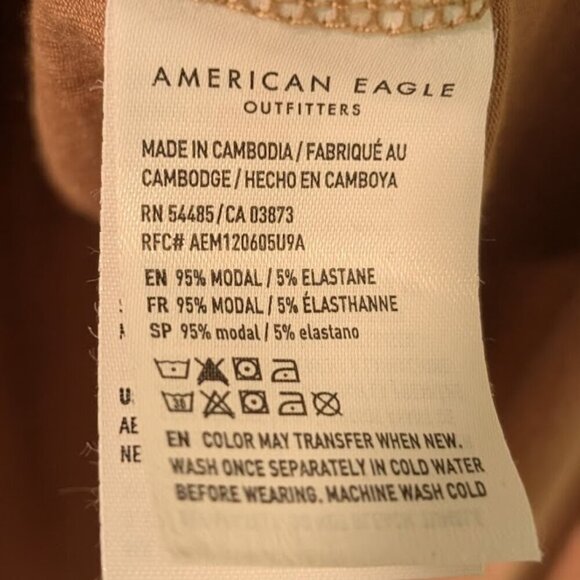 American Eagle | Soft & Sexy Oversized V-Neck Tee in Tan - Picture 6 of 7